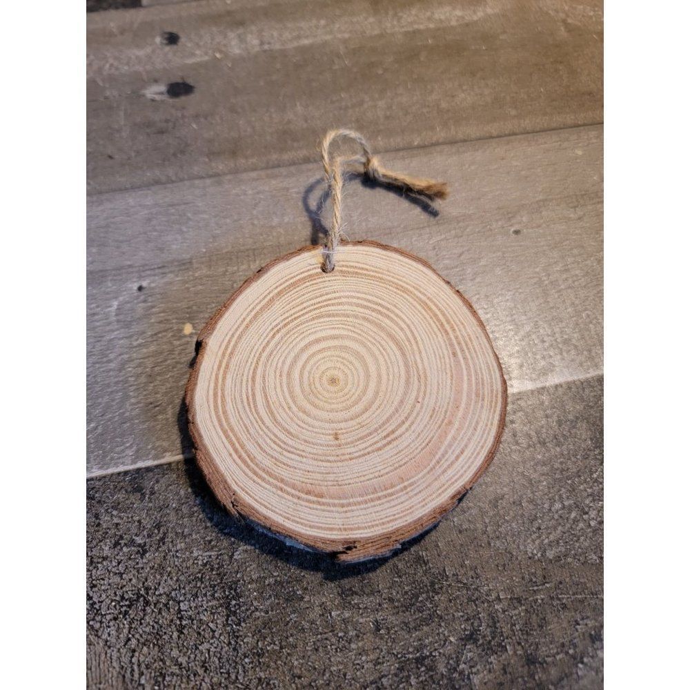 Wooden wood slab rings ornament‎ xmas
